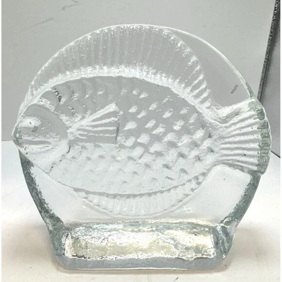 Pair 2 vintage Pilgrim Glass fish bookends from the 1970s 3D nautical ocean - Picture 5 of 7